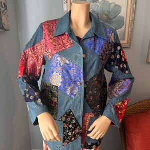 Colorful Vintage Patchwork Denim Jacket
